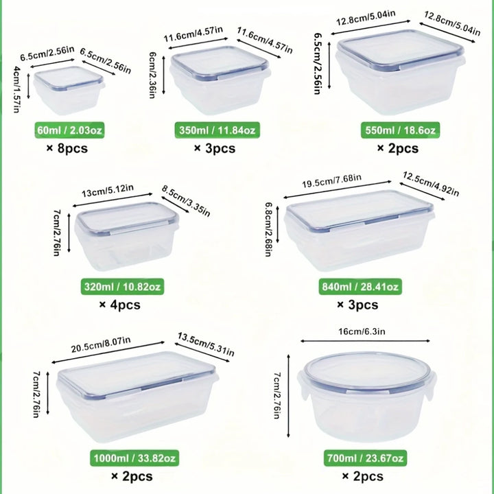 24pcs Sealed Food Storage Container Set with Pen Freshness Labels for Picnics Camping Office School - Durable Plastic Containers
