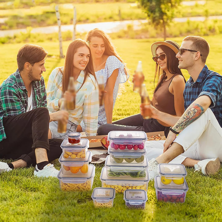 24pcs Sealed Food Storage Container Set with Pen Freshness Labels for Picnics Camping Office School - Durable Plastic Containers