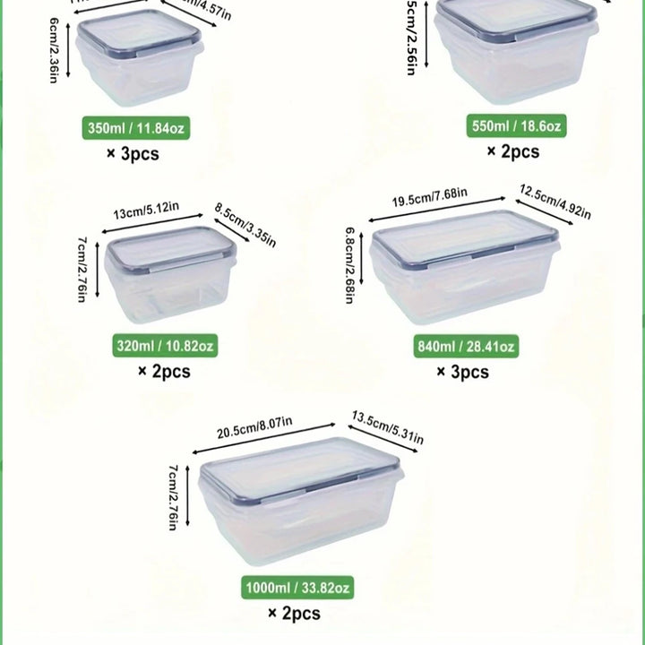 24pcs Sealed Food Storage Container Set with Pen Freshness Labels for Picnics Camping Office School - Durable Plastic Containers