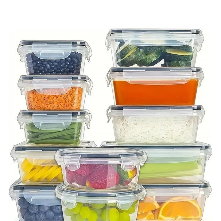 24pcs Sealed Food Storage Container Set with Pen Freshness Labels for Picnics Camping Office School - Durable Plastic Containers