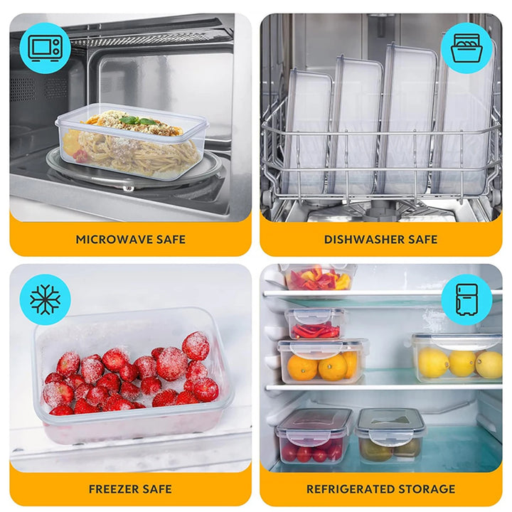 24pcs Sealed Food Storage Container Set with Pen Freshness Labels for Picnics Camping Office School - Durable Plastic Containers
