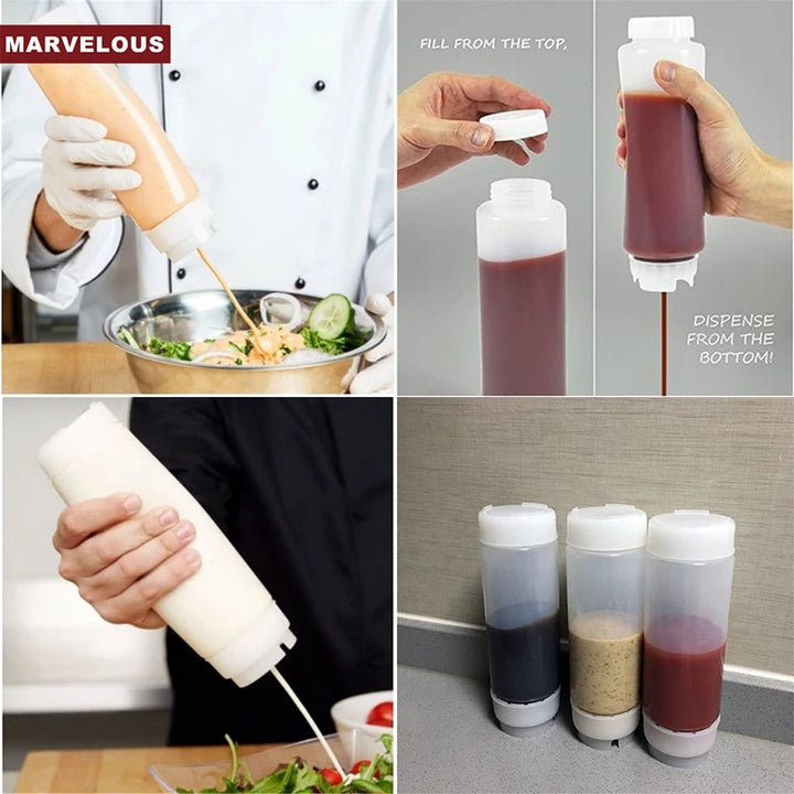 Dispenser,Big Capacity,Plastic Sauce Bottles,Squeeze Bottles,Kitchen Tools,Double Head,Tomato Catchup