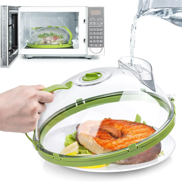 Microwave Food Cover Clear Microwave Splash Guard with Steamer and Handle Kitchen Gadgets