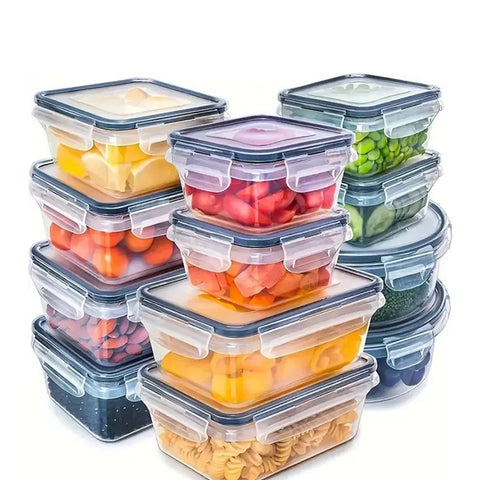 24pcs Sealed Food Storage Container Set with Pen Freshness Labels for Picnics Camping Office School - Durable Plastic Containers